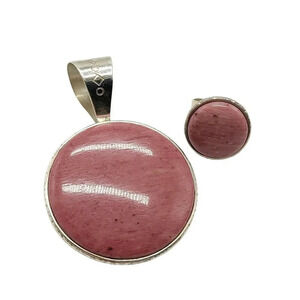 Jay King DTR 925 Silver Pendant Ring Pink Rhodochrosite With Chinese Word Peace